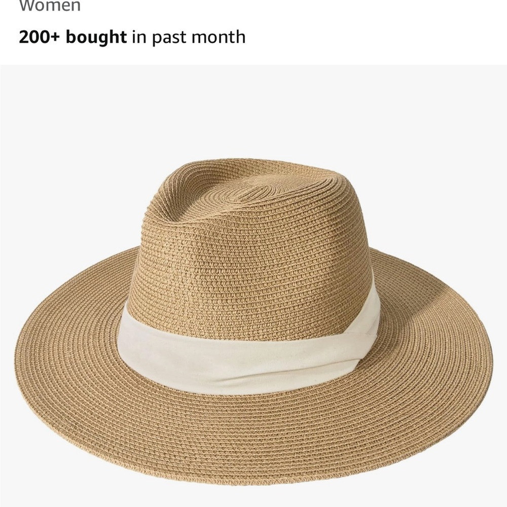 Tan Straw Hat with Cream Band